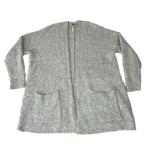 Free People Sweater Cardigan Women L Gray Phantom Open Front Grandpa Mohair Wool